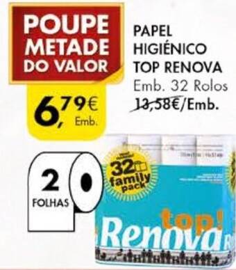 Pingo Doce PAPEL HIGIÉNICO TOP RENOVA Emb. 32 Rolos promoção