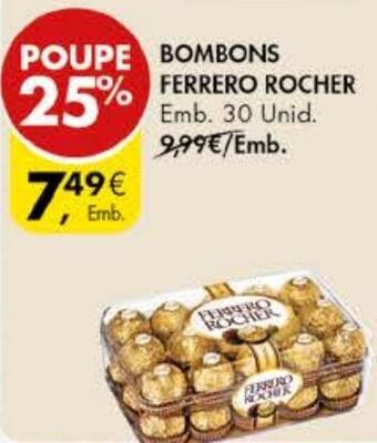 Pingo Doce BOMBONS FERRERO ROCHER EMB. 30 unid. promoção