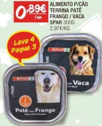 Spar ALIMENTO P/CÃO TERRINA PATE FRANGO / VACA SPAR 300G promoção