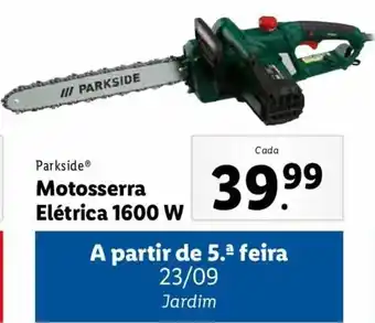 Lidl Parkside Motoserra Elétrica 1600W promoção