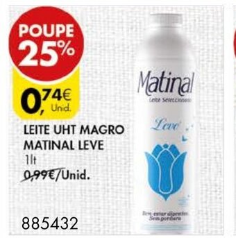 Pingo Doce Leite UHT Magro Matinal Leve 1lt promoção