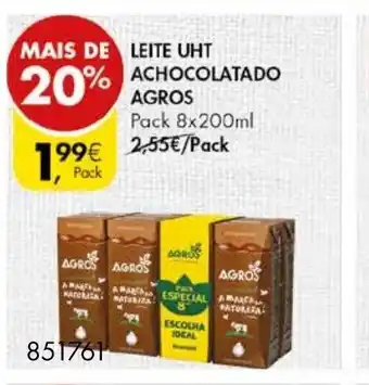 Pingo Doce Leite UHT Achocolatado Agros promoção