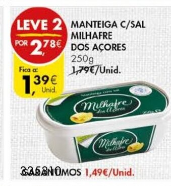 Pingo Doce Manteiga C/Sal Milhafre dos Açores 250g promoção