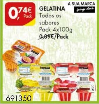 Pingo Doce Gelatina Pack 4x100g promoção