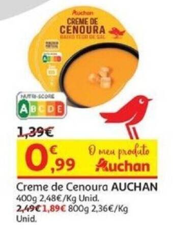 Auchan Creme de Cenoura AUCHAN 400g promoção