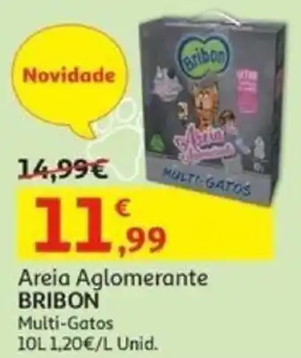 Auchan Areia Aglomerante BRIBON Multi-Gatos 10L promoção