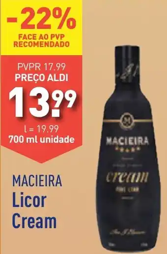 ALDI MACIEIRA Licor Cream 700 ml unidade promoção