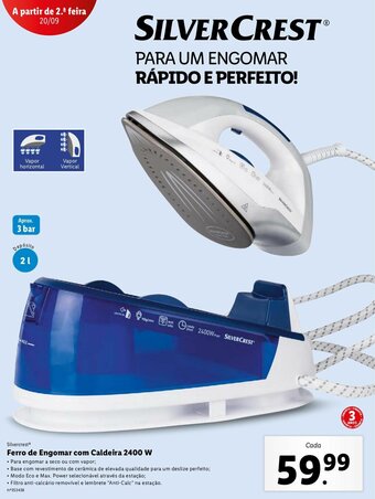 Lidl Ferro de Engomar com Caldeira 2400W promoção