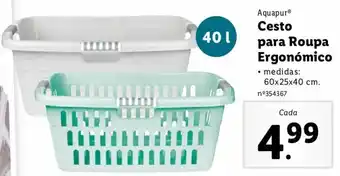 Lidl Cesto para Roupa Ergonómico 60x25x40cm promoção