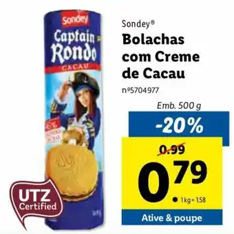 Lidl Sondey Bolachas com Creme de Cacau 500g promoção