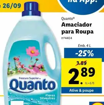 Lidl Quanto Amaciador para Roupa 4L promoção