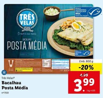 Lidl Trés Velas Bacalhau Posta Média 800g promoção