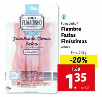 Lidl Fumadinho Fiambre Fatias Finíssimas 225g promoção