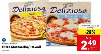 Lidl Pizza Mozzarella/ Hawaii 2 x 335g/ 2 x 355g promoção