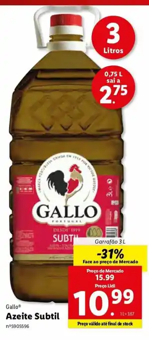 Lidl Azeite Subtil Gallo 3L promoção
