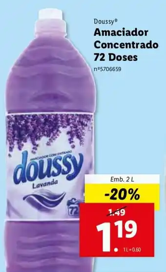 Lidl Dousy Amaciador Concentrado 72 Doses 2L promoção