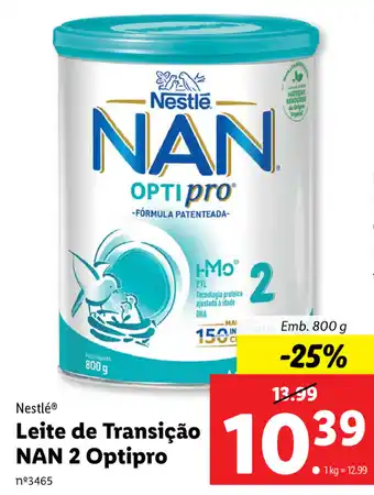 Lidl Nestlé Leite de Transição NAN 2 Optipro 800g promoção