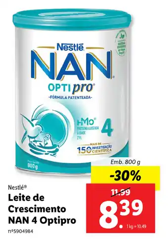 Lidl Nestlé Leite de Transição NAN 4 Optipro 800g promoção