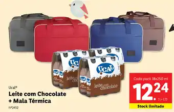 Lidl Ucal Leite com Chocolate + Mala Térmica 18x250ml 3x250ml promoção