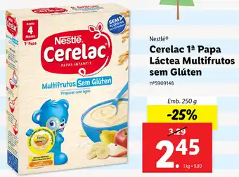 Lidl Nestlé Cerelac 1ª Papa Láctea Multifrutos sem Glúten 250g promoção