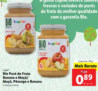 Lupilu Bio Puré Fruta Banana e Maçã/ Maçã Pêssego e Banana 190g