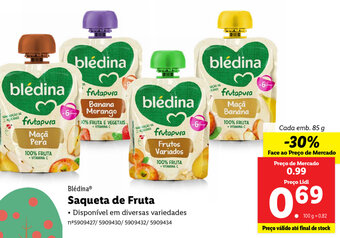 Lidl Blédina Saqueta de Fruta 85g promoção