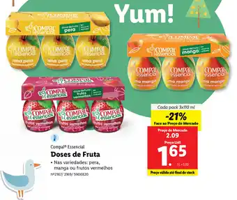 Lidl Compal Essencial Doses de Fruta 3x110ml promoção