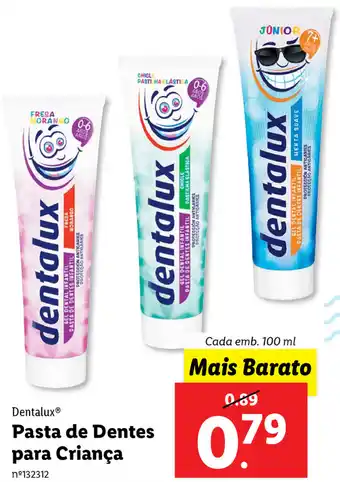 Lidl Dentalux Pasta de Dentes para Criança 100ml promoção
