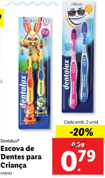 Lidl Dentalux Escova de Dentes para Criança 2 Unid promoção