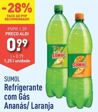 ALDI SUMOL Refrigerante com Gás Ananás/ Laranja 1.25L unidade promoção