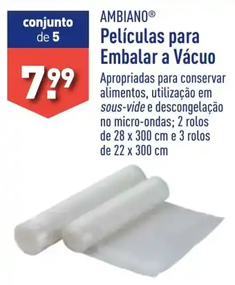 ALDI AMBIANO Películas para Embalar a Vácuo promoção