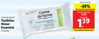 Lidl Corine de Farme Toalhitas Water Essential 56 Unid promoção
