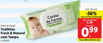 Lidl Corine de Farme Toalhitas Fresh & Natural com Tampa 56 Unid promoção