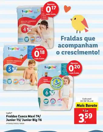 Lidl Lupilu Fraldas Cueca Maxi T4/ Junior T5/ Junior Big T6 promoção