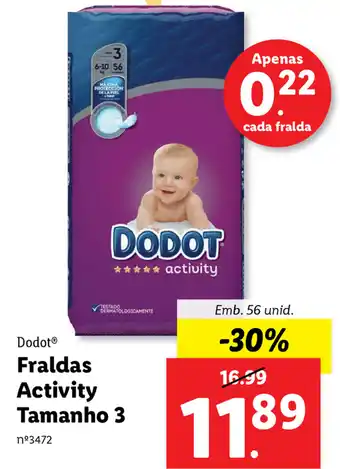 Lidl Dodot Fraldas Activity Tamanho 3 56 Unid promoção