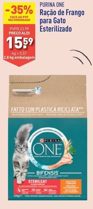 ALDI PURINA ONE Ração de Frango para Gato Esterilizado promoção