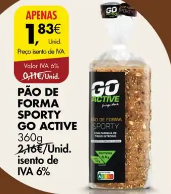 Pingo Doce PÃO DE FORMA SPORTY GO ACTIVE 360g promoção