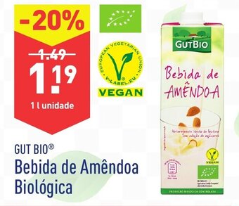 ALDI Gut Bio Bebida de Amêndoa Biológica promoção