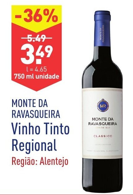 ALDI Monte da Ravasqueira Vinho Tinto Regional 750ml promoção