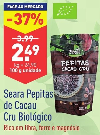 ALDI Seara Pepitas de Cacau Cru Biológico 100g promoção
