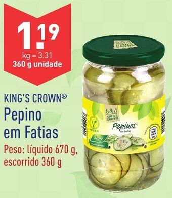 ALDI King's Crown Pepino em Fatias 360g promoção
