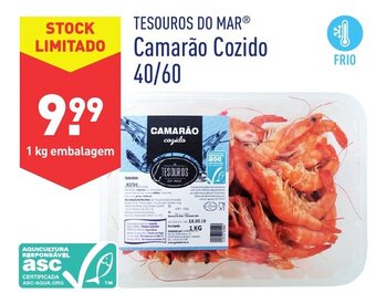 ALDI Tesouros do Mar Camarão Cozido 40/60 1kg promoção