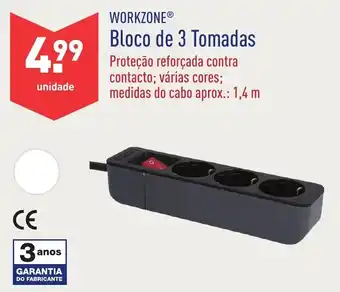 ALDI Workx Kids Bloco de 3 Tomadas 1,4m promoção