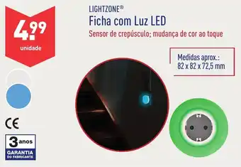 ALDI Lightzone Ficha com Luz LED 82x82x72,5mm promoção