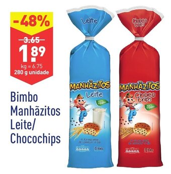 ALDI Bimbo Manhãzitos Leite/Chocochips 280g promoção