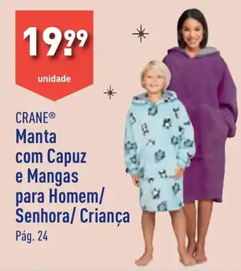 ALDI CRANE Manta com Capuz e Mangas para Homem/ Senhora/ Criança promoção