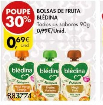 Pingo Doce Bolsas de Fruta Blédina 90g promoção