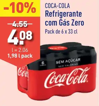 ALDI COCA-COLA Refrigerante com Gás Zero Pack de 6 x 33 cl promoção