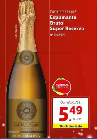 Lidl Castelo da Lapa Espumante Bruto Super Reserva Garrafa 0,75 L promoção