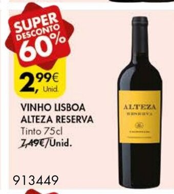 Pingo Doce Vinho Lisboa Alteza Reserva 75cl promoção